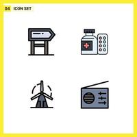 4 Creative Icons Modern Signs and Symbols of direction energy motivation pills power Editable Vector Design Elements