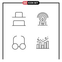 Group of 4 Filledline Flat Colors Signs and Symbols for bottom view bulb hotel chart Editable Vector Design Elements
