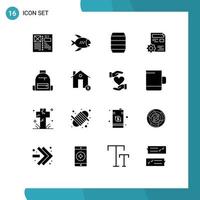 Set of 16 Modern UI Icons Symbols Signs for edit setting sea profile food Editable Vector Design Elements