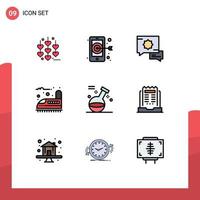 9 iconos creativos signos y símbolos modernos de poción empresarial juego de voz transporte elementos de diseño vectorial editables vector