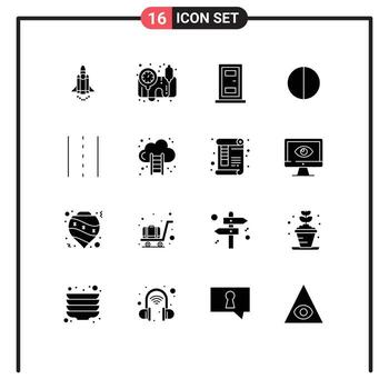 Editable Vector Line Pack of 16 Simple Solid Glyphs of road lines door infrastructure quality Editable Vector Design Elements