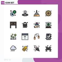 16 Thematic Vector Flat Color Filled Lines and Editable Symbols of household end business token blockchain Editable Creative Vector Design Elements