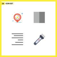 Set of 4 Commercial Flat Icons pack for location torch business align flash Editable Vector Design Elements