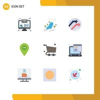Universal Icon Symbols Group of 9 Modern Flat Colors of cart marker arrow map minimize Editable Vector Design Elements