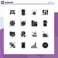 Modern Set of 16 Solid Glyphs Pictograph of decorative idea bookmark wirefram wireframing Editable Vector Design Elements