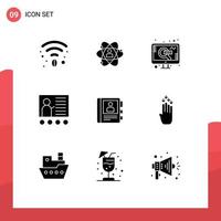 Modern Set of 9 Solid Glyphs Pictograph of presentation conference power blackboard web Editable Vector Design Elements