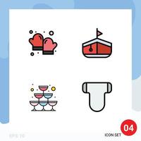 Universal Icon Symbols Group of 4 Modern Filledline Flat Colors of baked wine glove transportation baby Editable Vector Design Elements