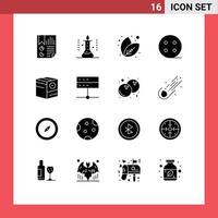 Universal Icon Symbols Group of 16 Modern Solid Glyphs of commerce electric science experiment charge plant Editable Vector Design Elements