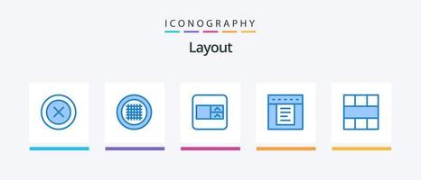 Layout Blue 5 Icon Pack Including layout. grid. form. frame. tabs. Creative Icons Design vector