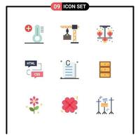 Universal Icon Symbols Group of 9 Modern Flat Colors of interface programming living flowchart develop Editable Vector Design Elements