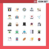 Universal Icon Symbols Group of 25 Modern Flat Colors of moon video basic monitor camera Editable Vector Design Elements