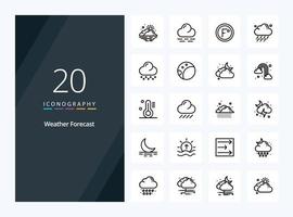 20 Weather Outline icon for presentation vector