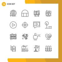 Group of 16 Modern Outlines Set for aim arrow advertising signaling medicine Editable Vector Design Elements