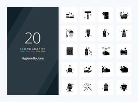 20 Hygiene Routine Solid Glyph icon for presentation vector