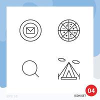 4 Thematic Vector Filledline Flat Colors and Editable Symbols of mail max stamps search camping Editable Vector Design Elements