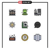 conjunto de 9 iconos de interfaz de usuario modernos signos de símbolos para regla de impresión medida de computadora elementos de diseño de vector editables brillantes