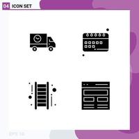 Group of 4 Solid Glyphs Signs and Symbols for buy study speed learning up Editable Vector Design Elements