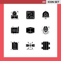 User Interface Pack of 9 Basic Solid Glyphs of box device disk technology app Editable Vector Design Elements