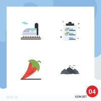 4 Thematic Vector Flat Icons and Editable Symbols of train food clip list pepper Editable Vector Design Elements