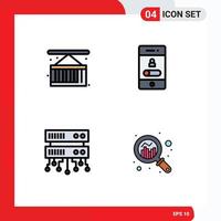 4 Universal Filledline Flat Colors Set for Web and Mobile Applications box database server city life phone shared web Editable Vector Design Elements