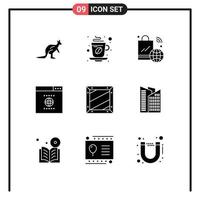 Pack of 9 creative Solid Glyphs of seo wifi tea iot internet Editable Vector Design Elements