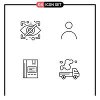 Universal Icon Symbols Group of 4 Modern Filledline Flat Colors of block book security profile favorite Editable Vector Design Elements