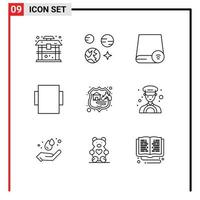 9 Universal Outline Signs Symbols of seo firewall computers rotate hardware Editable Vector Design Elements