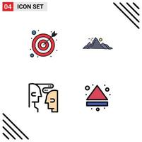 Group of 4 Modern Filledline Flat Colors Set for arrow communication mountain nature interaction Editable Vector Design Elements