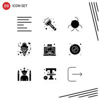 9 User Interface Solid Glyph Pack of modern Signs and Symbols of web blogging blogger date blog mobile special Editable Vector Design Elements