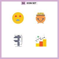 Modern Set of 4 Flat Icons Pictograph of sad caliper fortune patricks physics Editable Vector Design Elements