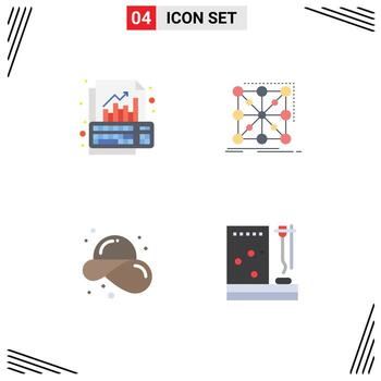 Modern Set of 4 Flat Icons and symbols such as analysis complex growth framework fashion Editable Vector Design Elements