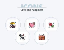 paquete de iconos llenos de línea de amor 5 diseño de iconos. amar. presente. gratitud. caja de regalo. amar vector