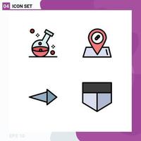 Group of 4 Modern Filledline Flat Colors Set for health right laboratory location protect Editable Vector Design Elements