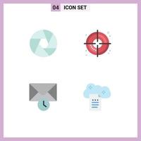 Modern Set of 4 Flat Icons and symbols such as aperture time photo process digital storage Editable Vector Design Elements