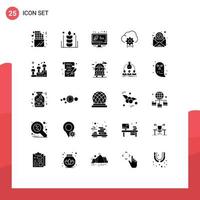 25 Thematic Vector Solid Glyphs and Editable Symbols of process develop wheat coding energy Editable Vector Design Elements