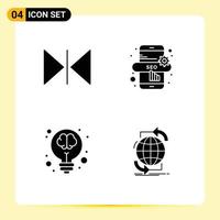 Universal Icon Symbols Group of 4 Modern Solid Glyphs of flip science marketing creative global Editable Vector Design Elements