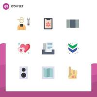 Set of 9 Modern UI Icons Symbols Signs for box email clip cross heart Editable Vector Design Elements