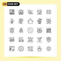 Stock Vector Icon Pack of 25 Line Signs and Symbols for plan calendar tv management economics Editable Vector Design Elements