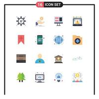 16 Thematic Vector Flat Colors and Editable Symbols of tag notice loan cyber connection Editable Pack of Creative Vector Design Elements