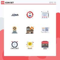 Universal Icon Symbols Group of 9 Modern Flat Colors of house burning mockup design architecture security Editable Vector Design Elements