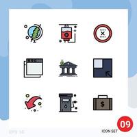 Filledline Flat Color Pack of 9 Universal Symbols of federal banking close bank mac Editable Vector Design Elements