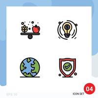 Stock Vector Icon Pack of 4 Line Signs and Symbols for apple internet vegetable circle web Editable Vector Design Elements