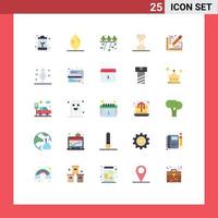 Group of 25 Flat Colors Signs and Symbols for document architect grower human broken Editable Vector Design Elements
