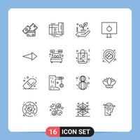 conjunto de 16 iconos de interfaz de usuario modernos signos de símbolos para elementos de diseño vectorial editables de bloqueo de contraseña de cupón de pc de flecha vector