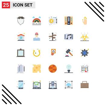 Pack of 25 Modern Flat Colors Signs and Symbols for Web Print Media such as gesture file folder analysis business money Editable Vector Design Elements