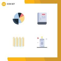 4 Thematic Vector Flat Icons and Editable Symbols of financial data support data contact heater Editable Vector Design Elements