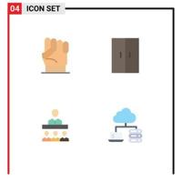 Group of 4 Modern Flat Icons Set for freedom meeting power home teamwork Editable Vector Design Elements