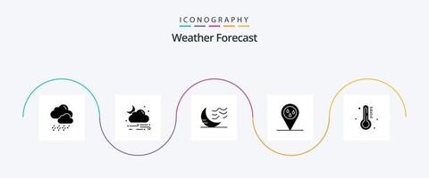 Weather Glyph 5 Icon Pack Including weather. hot. moon. weather. forecast vector