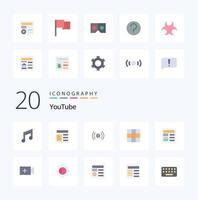 20 Youtube Flat Color icon Pack like vr 3d basic ui basic vector