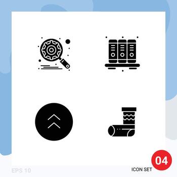 conjunto moderno de 4 glifos y símbolos sólidos, como el conocimiento de configuración del círculo del motor, elementos de diseño de vectores editables